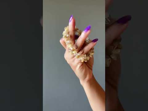 Rutilated Quartz Bracelet Golden Flowers Clear Orbs video