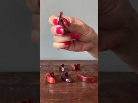 Carnelian Grid Crystal Set of 3 Crescent Moon Pendants video