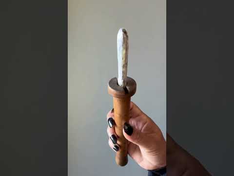 Kyanite Raw Crystal Wand Blue Gem in Vintage Wood video