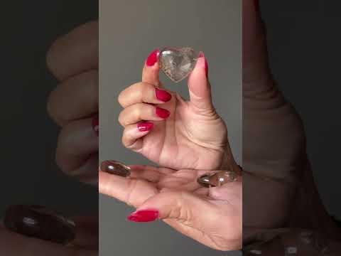 Smoky Quartz Heart Crisp Clear Love Stone Set video