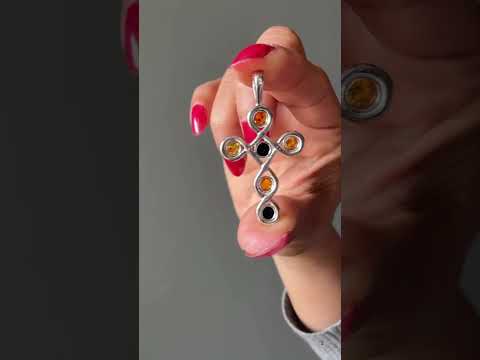 Amber Pendant Cross Happy Baltic Sterling Silver video