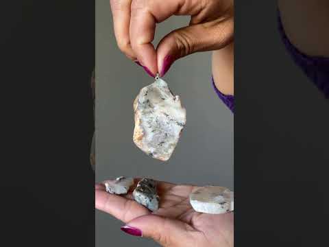 Opal Pendant Dendritic White Angel Stone Silver video