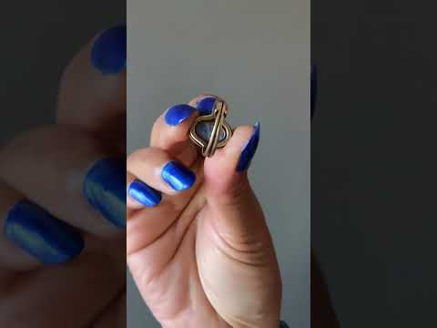 Kyanite Ring Blue Oval Antiqued Brass video
