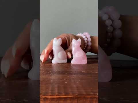 Rose Quartz Cat Lover Perfect Pink Animal Figurine video