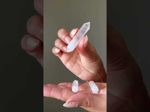 Clear Quartz Crystal Grid Stone Set of 3 Double Terminated Wands video