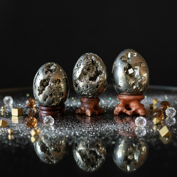 Pyrite Egg Golden Prosperity Luxe Cluster