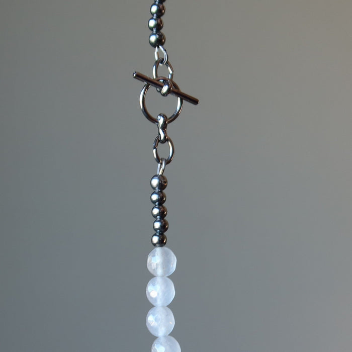 Pyrite Chalcedony Necklace Rainbow Sea Shell