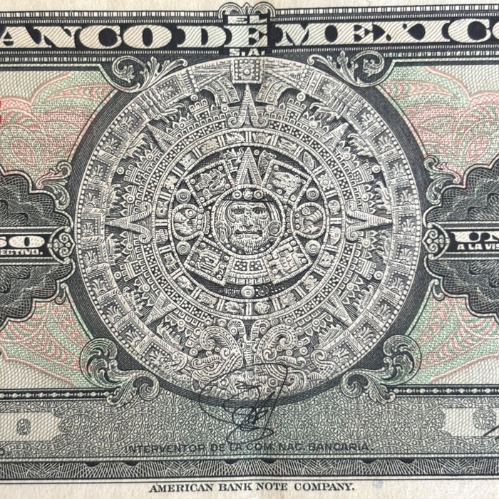 Vintage Banknote Lot Mexico 1, 100 Pesos Aztec Old Latin Revolution Currency
