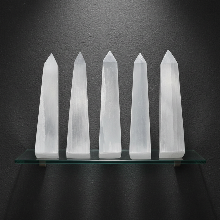 Selenite Wand White Satin Spar Obelisk Tower