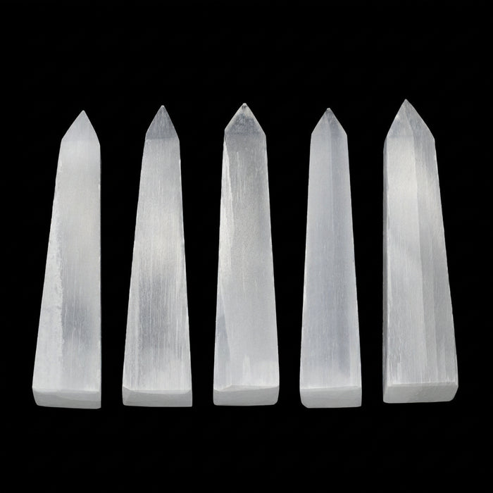 Selenite Wand White Satin Spar Obelisk Tower
