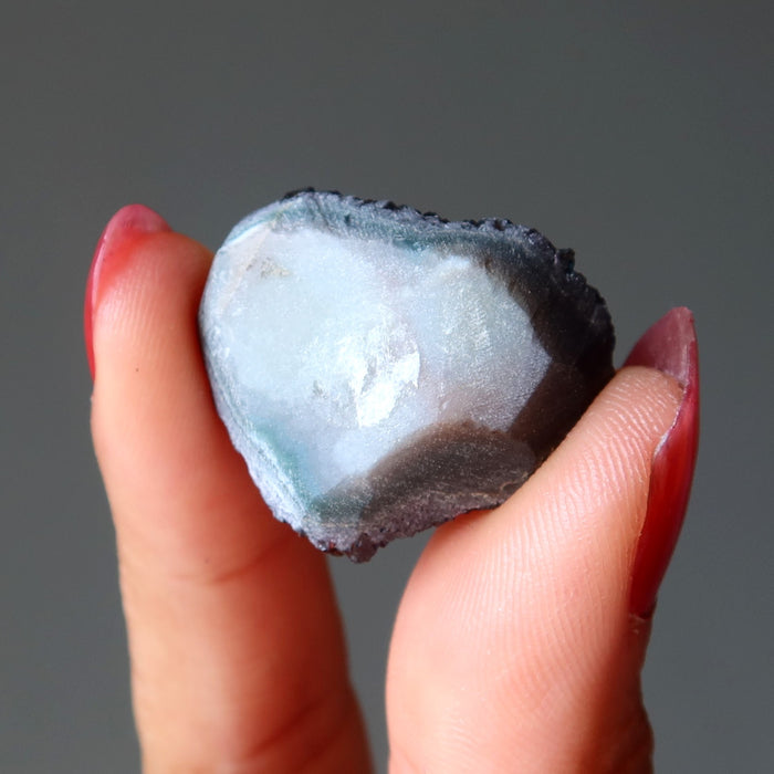 Aura Quartz Cluster Cabochon Heart Rainbow Titanium