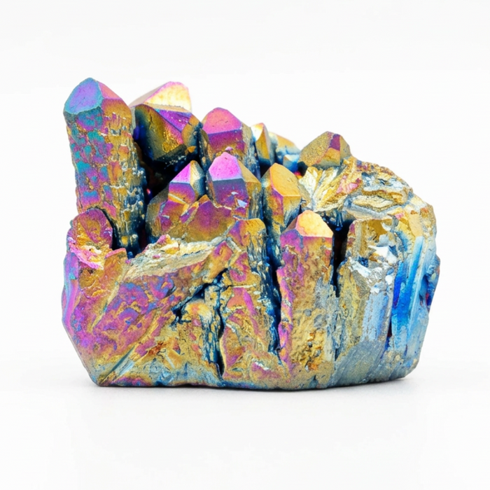 Aura Quartz Cluster Rainbow Titanium Crystal Charger 1.9 inch