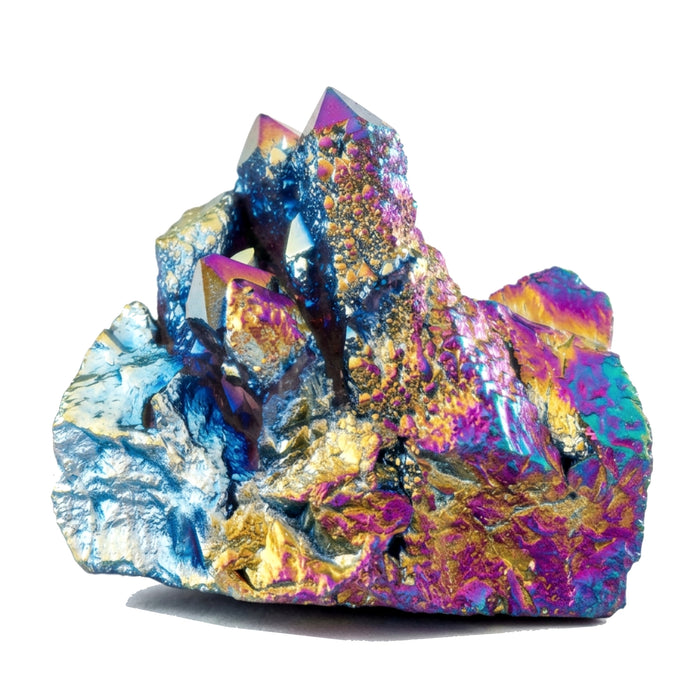 Aura Quartz Cluster Rainbow Titanium Crystal Charger 2.2 inch