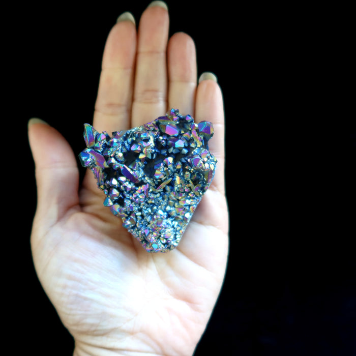 Aura Quartz Cluster Rainbow Titanium Crystal Charger 2.4 inch
