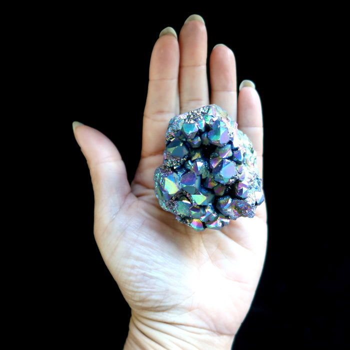 Aura Quartz Cluster Rainbow Titanium Crystal Charger 2.2 inch