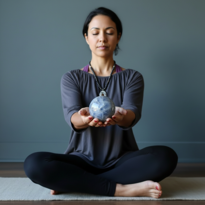 Blue Quartz Sphere Misty Rose Crystal Ball