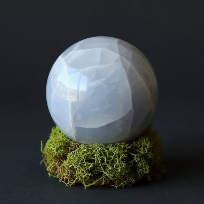 Blue Quartz Sphere Misty Rose Crystal Ball