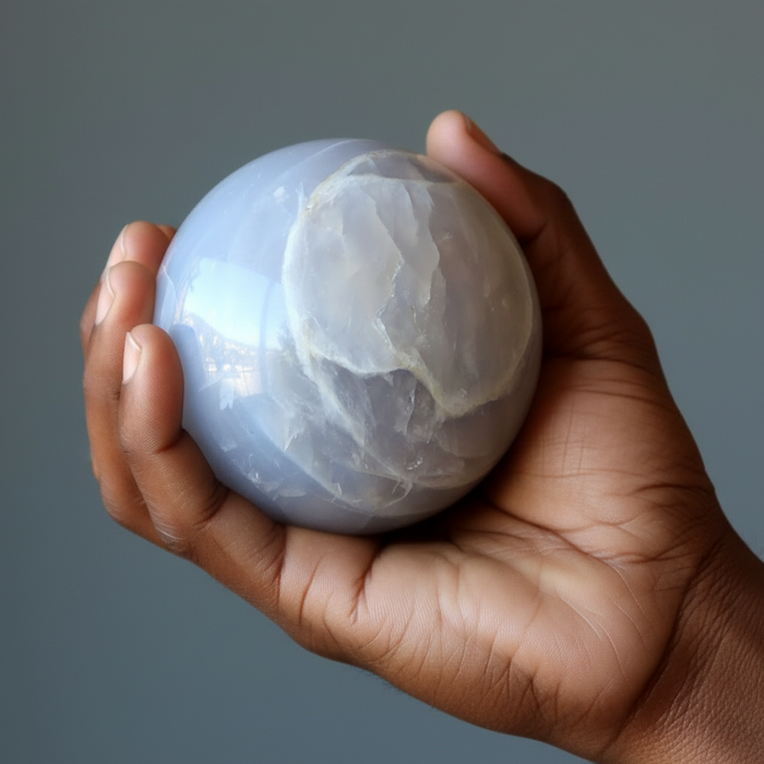 Blue Quartz Sphere Misty Rose Crystal Ball