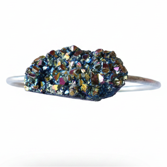 Quartz Bracelet Rainbow Titanium Druzy Cluster Adjustable