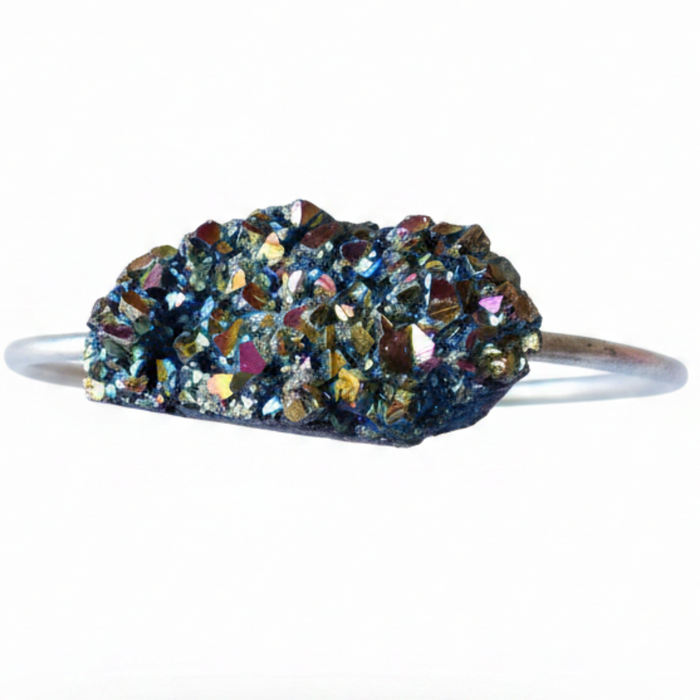 Quartz Bracelet Rainbow Titanium Druzy Cluster Adjustable