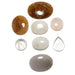 Collection of various stones on a white background