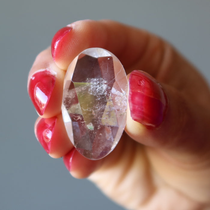 Clear Quartz Pocket Stone Star of David Hexagram Talisman — Satin