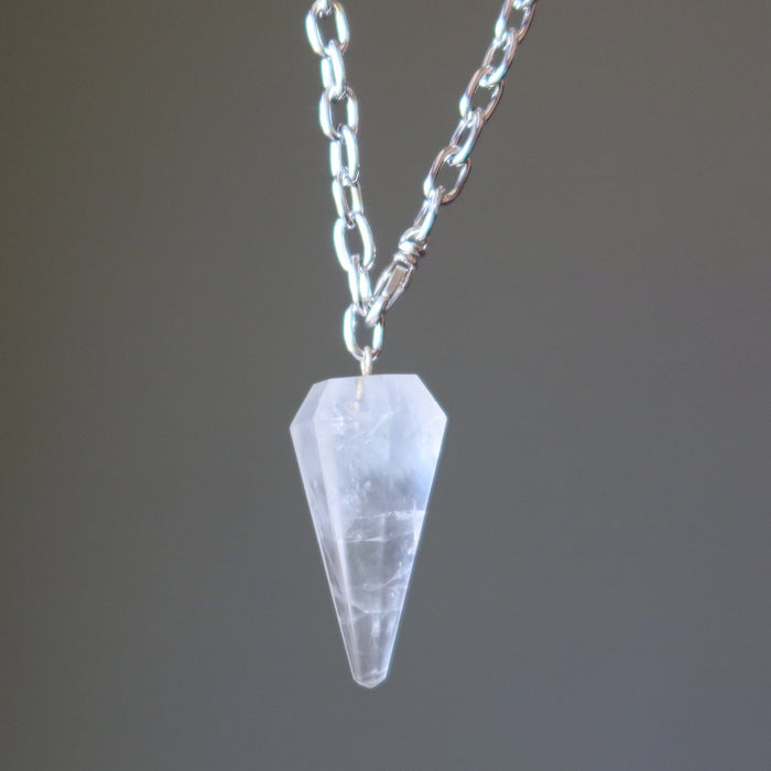 clear quartz pendulum necklace