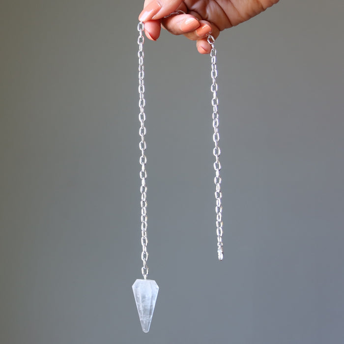 clear quartz pendulum necklace