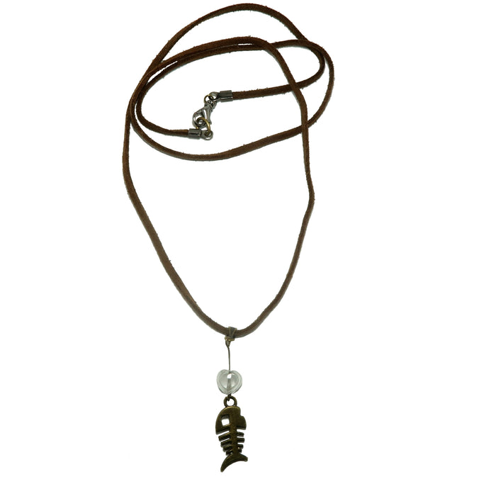 Clear Quartz Necklace Fish Bone Heart Stone Designer Gem