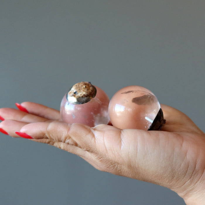Clear Quartz Sphere Pair Mighty Metal Wounded Warrior