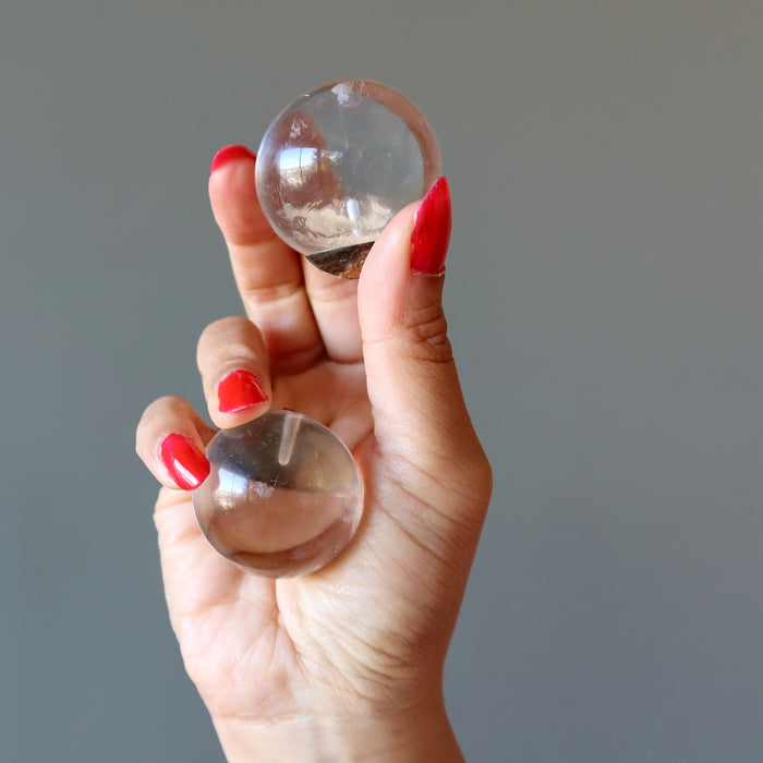 Clear Quartz Sphere Pair Mighty Metal Wounded Warrior