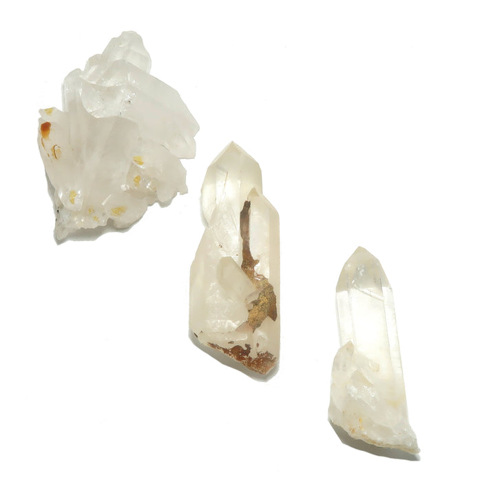 Clear Quartz Cluster Set of 3 Unique Natural Healing Crystals