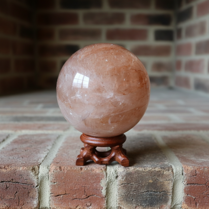 Red Fire Quartz Sphere Hematoid in Ice Crystal Ball