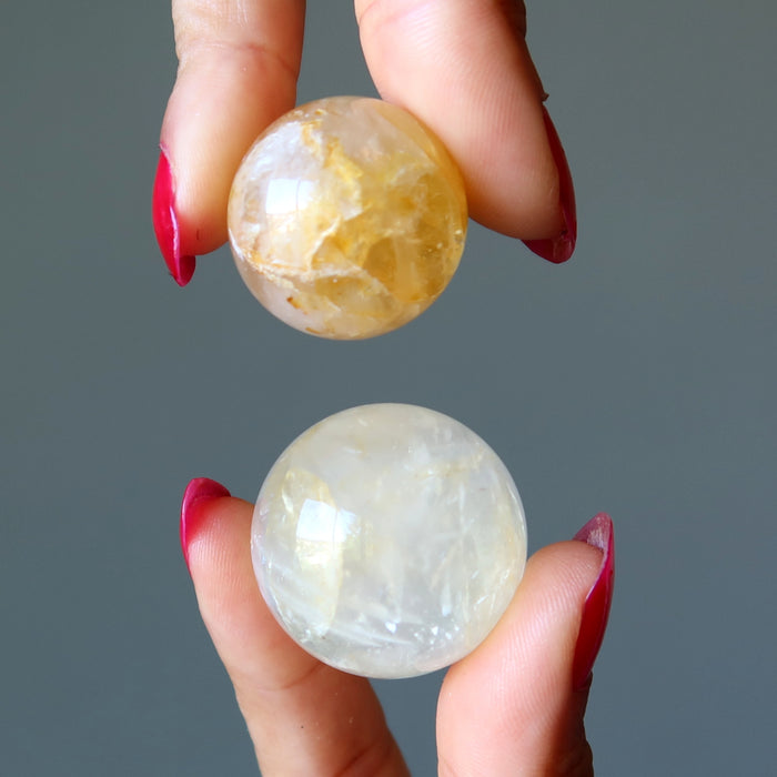 Golden Healer Quartz Sphere Bundle Hematoid Yellow Crystal Ball Lot of 7