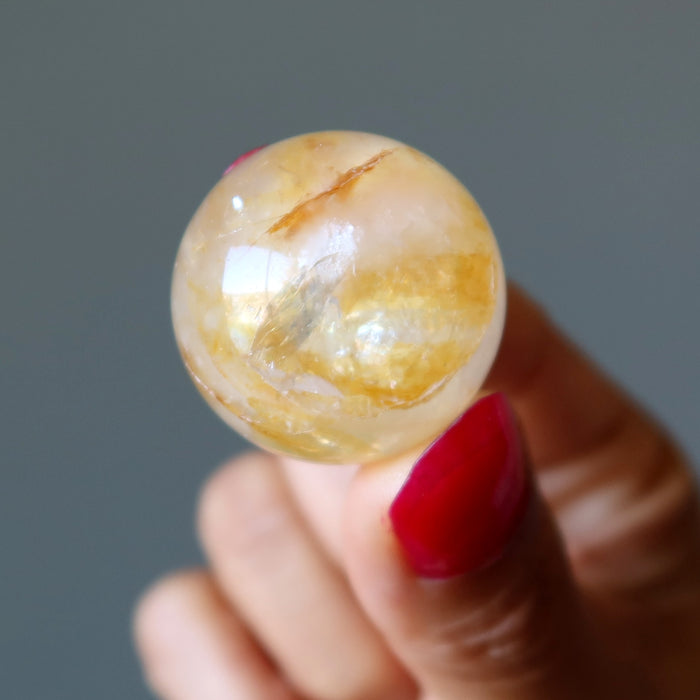Golden Healer Quartz Sphere Bundle Hematoid Yellow Crystal Ball Lot of 7