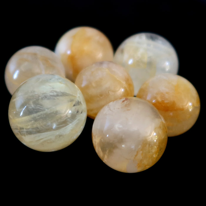Golden Healer Quartz Sphere Bundle Hematoid Yellow Crystal Ball Lot of 7