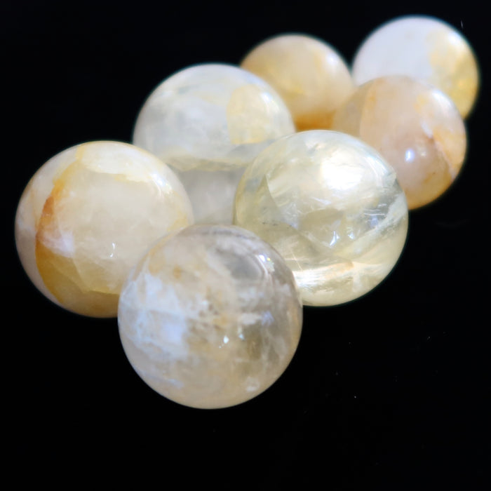 Golden Healer Quartz Sphere Bundle Hematoid Yellow Crystal Ball Lot of 7