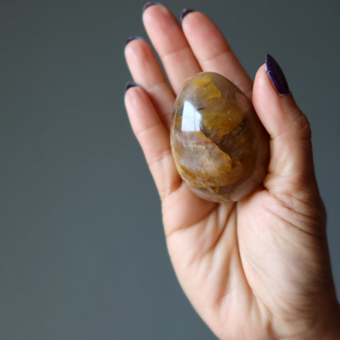 Golden Healer Quartz Egg Wounded Warrior Yellow Crystal