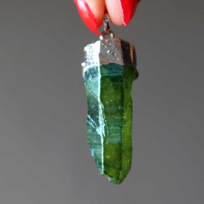 aura quartz raw pendant