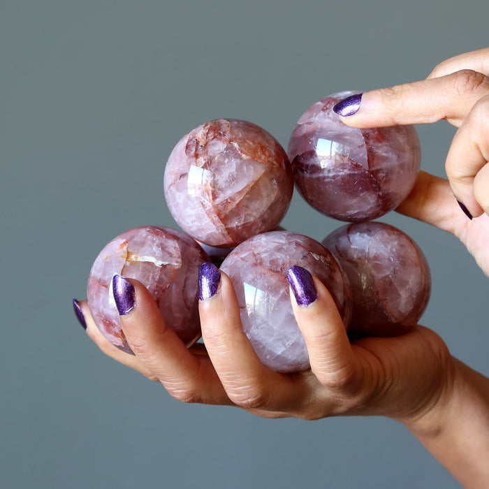 Red Fire Quartz Sphere Bundle Lot of 6 Crystal Balls