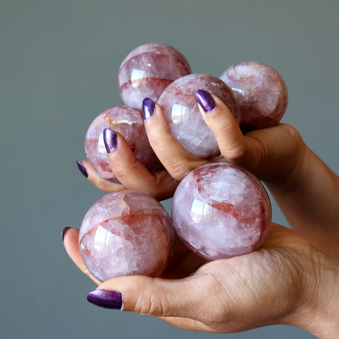 Red Fire Quartz Sphere Bundle Lot of 6 Crystal Balls