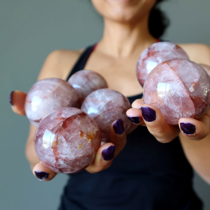 Red Fire Quartz Sphere Bundle Lot of 6 Crystal Balls