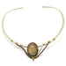 Rutilated Quartz Necklace with a central stone and braided design