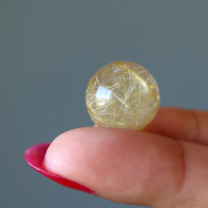 Rutilated Quartz Sphere Gold Mini Crystal Ball