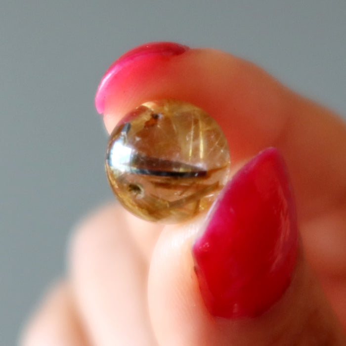 Rutilated Quartz Sphere Black Gold Miniature Crystal Ball