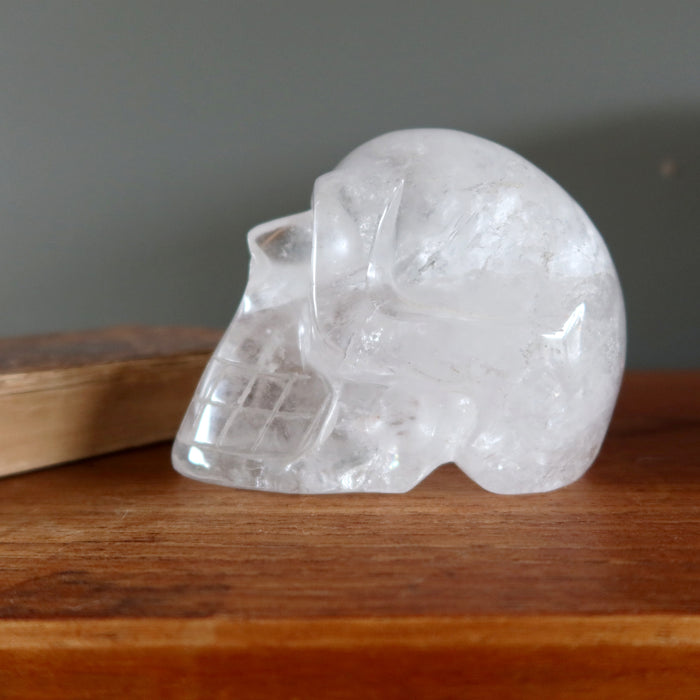 Clear Quartz Skull Carved Clarity Crystal 4.5" Showpiece