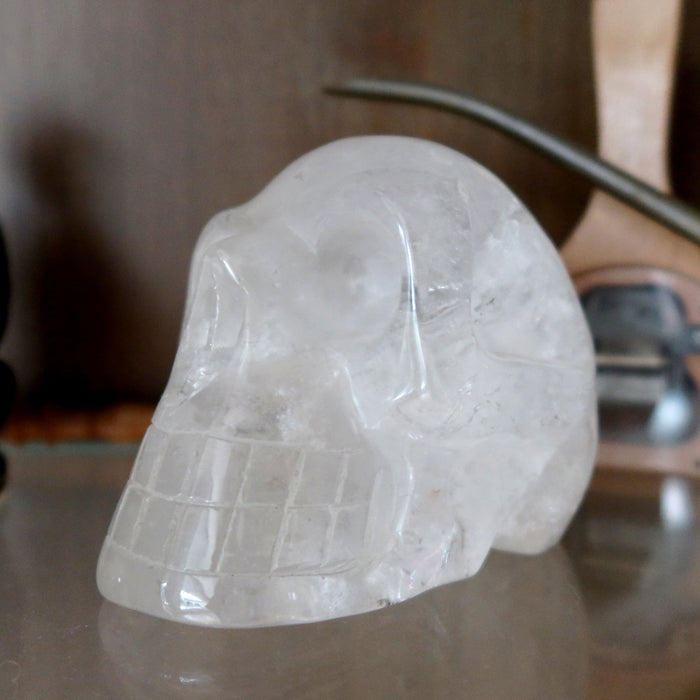 Clear Quartz Skull Carved Clarity Crystal 4.5" Showpiece
