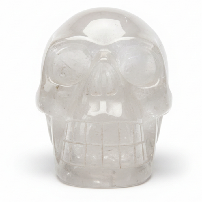 Clear Quartz Skull Carved Clarity Crystal 4.5" Showpiece