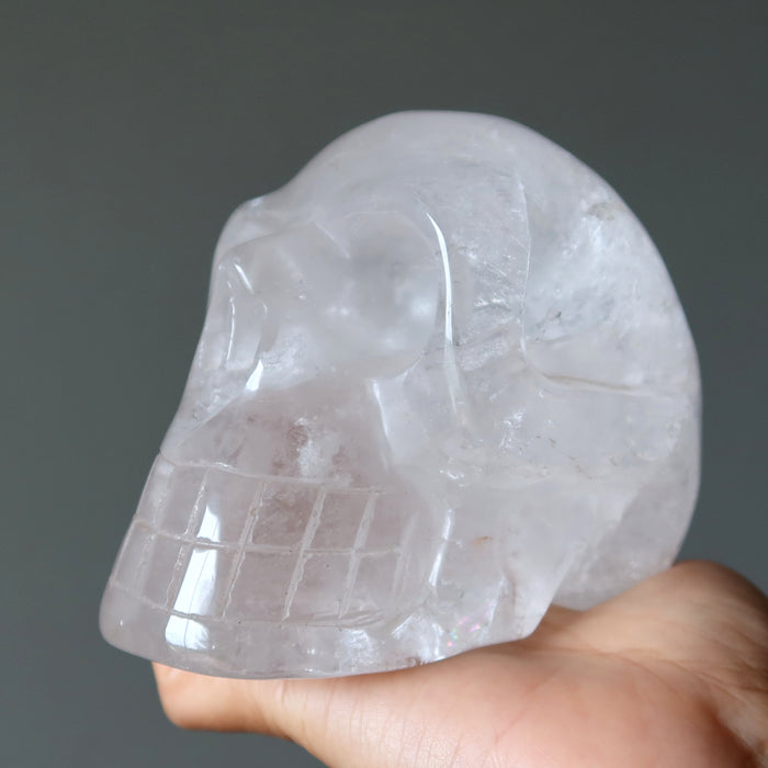 Clear Quartz Skull Carved Clarity Crystal 4.5" Showpiece