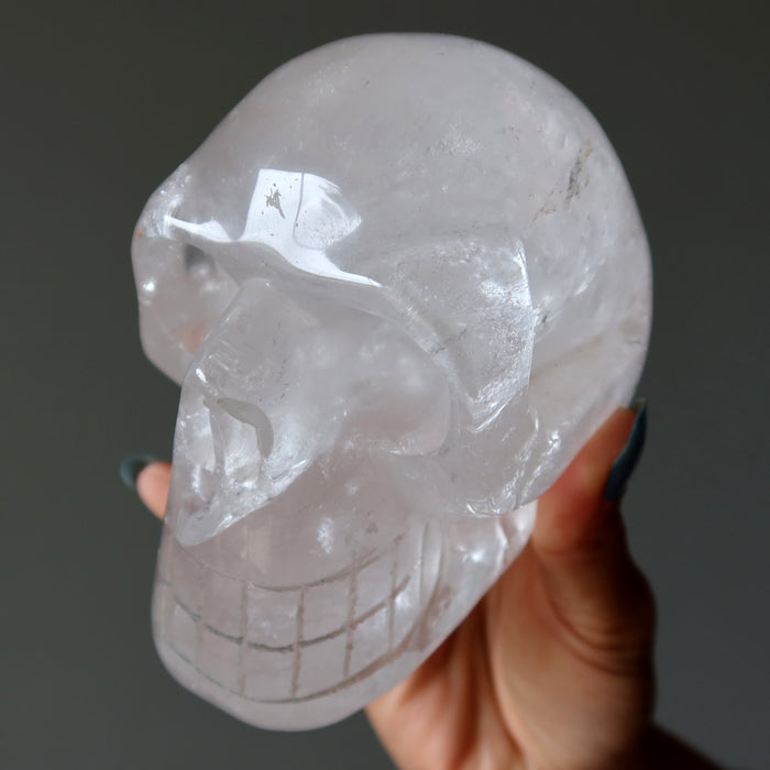 Clear Quartz Skull Carved Clarity Crystal 4.5" Showpiece